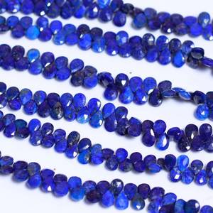 Lapis Lazuli naturel à facettes en forme de poire perles de Briolette de pierres précieuses brins 4x7mm Lapis Lazuli perles coupées à la machine pour la fabrication de bijoux - Product Image 2