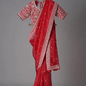 Diseñador indio Bollywood rojo Sari superventas último exclusivo étnico fiesta desgaste rico aspecto real étnico impresionante precioso - Product Image 1