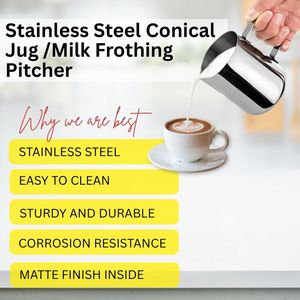 Énorme demande vente métal 350ml en acier inoxydable lait moussant pichet cruche tasse Latte café conique pichet mesure pichet - Product Image 2