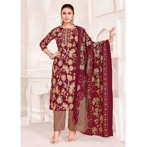 Estampado de diseñador de algodón con bordado La colección Kurta/Kurti incluye Salwar y Dupatta para elegantes trajes de fiesta - Product Image 4