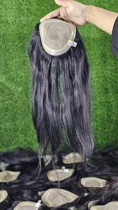 Women Topper Hair Extensions Indian Hair 100% Virgin Human & Remy Hair Double Drawn Ends Hand <b>Tied</b> Single Weft - Product Image 4