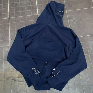100% Cotton Washed <b>Hooded</b> <b>Fleece</b> Pullover Distressed Oversized 350grams Regular Fit Rhinestone Eco-Friendly Custom Hoodies Men - Product Image 3