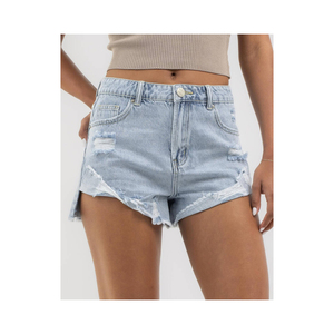 Ensemble 2 pièces pour femmes maigres de haute qualité haut court à col rond et short de survêtement taille haute avec décoration de boutons - Product Image 5