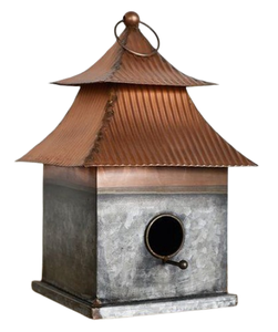 Maison d'oiseau de jardin rustique Maison d'oiseau faite à la main Cage à oiseaux en métal artisanal indien et abri pour accessoires de jardin d'oiseaux - Product Image 4