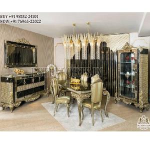Decoración turca para el hogar, muebles de comedor, estilo persa, muebles de comedor tallados pesados, conjunto de muebles de comedor curvos clásicos - Product Image 1