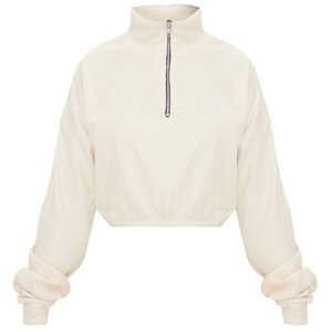 Sudadera con capucha de hombro caído suelta personalizada para mujer, tops cortos para exteriores, Top cálido a prueba de viento para correr, ejercicio, fitness, yoga, sudaderas con capucha, suéteres - Product Image 6