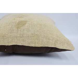 Almohada bordada Kantha de lana Beige a rayas sutiles 16x16 pulgadas tejida con patrón vintage - Product Image 5