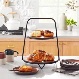 Modern Luxury Metal 3 Tier <b>Serving</b> <b>Trays</b> with <b>Black</b> Metal Stand Handmade & Eco-Friendly for Snacks Desserts Party Displays - Product Image 2