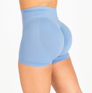 Pantalones cortos de gimnasio para mujer de cintura alta personalizados al por mayor ropa de calle de moda de talla grande patrón sólido elástico para entrenamiento Fitness gimnasio - Product Image 6