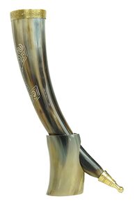 Corne à boire Viking avec support chope à bière Game of Thrones chope à bière médiévale, coupe en corne meilleur cadeau de mariage pour garçons d'honneur - Product Image 4