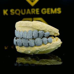 Joyería de moda personalizada de hip hop, Plata de Ley 925 helada, VVS, claridad, corte redondo, dientes de diamante cultivados en laboratorio, grillz para unisex - Product Image 2