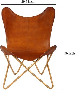 Silla decorativa de mariposa antigua hecha a mano, lujoso acabado de hierro de cuero, plegable para el hogar, oficina, sala de estar, estilo rústico - Product Image 5