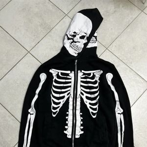 2024 Nueva llegada Skeleton Full Zip up Hoodie Oversized Blank Custom Logo y colores Full Zip Up Skeleton Hoodie - Product Image 3