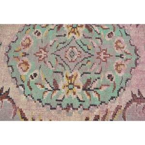 Tapis traditionnel en laine vert rose 5.6x8.4 pieds Vintage turc Aubusson Design Patchwork motif pour salon décor 9x12 Latex - Product Image 5