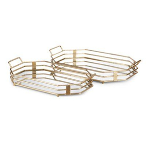 Plateau de rangement rond en miroir finition or rose, plateau décoratif moderne en métal et verre pour la maison, le mariage, l'hôtel et l'organisation des bijoux - Product Image 5