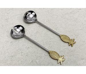 Ensemble de serveurs à salade en acier inoxydable avec poignée en laiton Design unique de feuille de branche Outils de cuisine Mains à salade pour la maison Hôtel Vaisselle Décor - Product Image 4