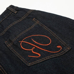 กางเกงยีนส์ขาสั้นทรงหลวมสำหรับผู้ชายดีไซน์ทันสมัยมีจีบปักลายกระเป๋าแนวสตรีท - Product Image 2