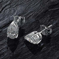 Pera 5*8 simular moissanita piedras preciosas pendientes oro blanco 100% 925 pendientes de plata esterlina joyería fina al por mayor