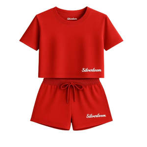 Ensemble haut court et short pour femme en coton | Tissu extensible doux | Logo personnalisé Co-Ord Outfit For Casual ou Activewear - Product Image 1