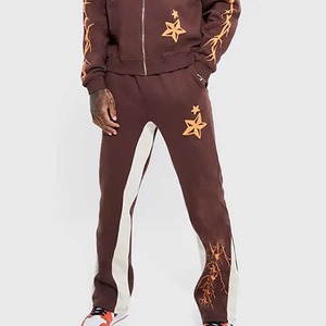 Prince Pantalon évasé surdimensionné pour homme AcidWash Sweatsuit Vintage Streetwear avec col à capuche brodé pour la saison du printemps - Product Image 5