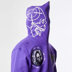 Nouveau sweat à capuche de haute qualité pour hommes en coton américain avec fermeture éclair style streetwear intégral avec visage brodé - Product Image 2