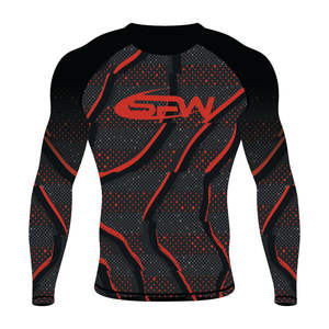 รับผลิตเสื้อรัดกล้ามเนื้อแขนยาวสำหรับผู้ชาย MMA BJJ พร้อมโลโก้ตามสั่ง ขายส่ง ป้องกันแสงแดด UPF แห้งเร็ว เหมาะสำหรับเล่นเซิร์ฟ - Product Image 1