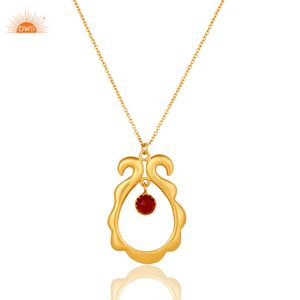 การออกแบบที่ทําด้วยมือล่าสุด18พันชุบทองธรรมชาตินิลสีแดงพลอยทองเหลืองสร้อยคอจี้Demi Fineผู้ผลิตเครื่องประดับ - Product Image 4