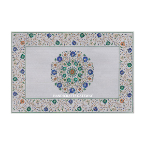 Latest Modern Design White <b>Marble</b> <b>Table</b> <b>Top</b> With <b>Marble</b> Inlay Handmade Luxury Pure White <b>Marble</b> and Stone Inlay for Furniture - Product Image 1
