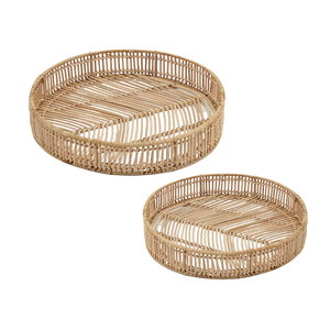 Bandeja de servicio de ratán tejida a mano de estilo Vintage, bandeja de servicio ecológica para desayuno, decoración del hogar a buen precio - Product Image 1