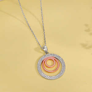 Doble tono Luna Halo colgante cadena de eslabones clásico de moda chapado en oro diamante perla geométrica mariposa diseño religioso regalo artículo - Product Image 5