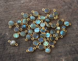 6mm Triple boucle lien charme connecteurs 925 argent Sterling naturel Labradorite Cabochon lunette réglage collier pour les femmes - Product Image 2