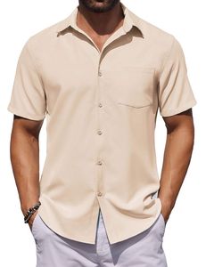 Chemise habillée décontractée pour homme sur mesure, vêtements d'été de haute qualité, manches courtes, sans plis, chemise formelle de bureau à boutons - Product Image 4