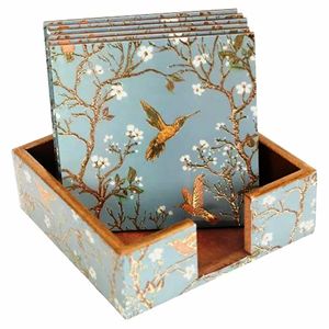 Handmade in India Classic Style Custom Wood Coaster Set Natural Round Square Thin Bone Brass Inlay for Kitchen Use Mats Pads - Product Image 3