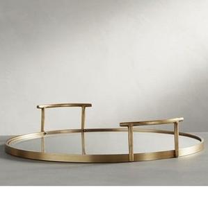 Plateau de service rond martelé rustique en gros d'usine, design indien, métal aluminium laiton finition antique pour la décoration de la maison et de la cuisine - Product Image 4