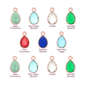 Colgante de cuarzo azul cielo 10x14mm encanto de lágrima chapado en oro joyería hecha a mano conector de piedras preciosas bisel encanto joyería de mujer - Product Image 2