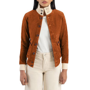 Blouson Bomber Tendance de Luxe en Daim de Mouton Vert Brodé avec Chaînes, Fermeture Éclair, pour Femme – Qualité Supérieure - Product Image 1