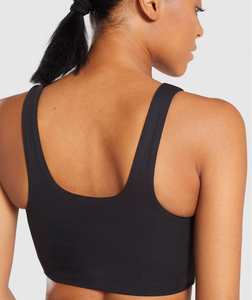 สปอร์ตบราสำหรับผู้หญิงสีดำล้วนดีไซน์แบบกำหนดเองได้บราออกกำลังกายยืดได้แห้งเร็ว - Product Image 4