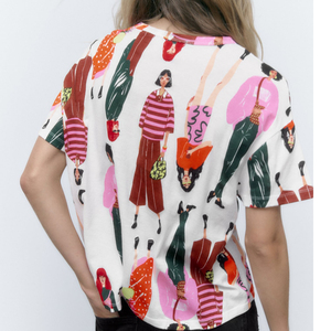 Top Tendance Femmes D'été Casual Wear Bleu Couleur Blanc Coton T-shirts À Vendre Sur Des Tarifs De Gros Pas Cher - Product Image 6