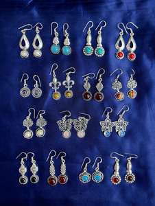 ต่างหู925เงินสเตอร์ลิงแบบห้อยอัญมณีหลายเม็ดแบบธรรมชาติดีไซน์แบบบาฮามาส - Product Image 4