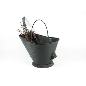 Cubo de Carbón Decorativo Antiguo de Metal Galvanizado para Hogar, Cubo para Cenizas de Chimenea con Asa - Product Image 3