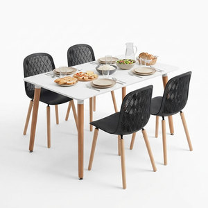 Ensemble de table à manger de style scandinave antique, 120 cm, bois et 4 chaises, style MDF, pour meubles de maison, moderne et contemporain, CBBA064 - Product Image 1