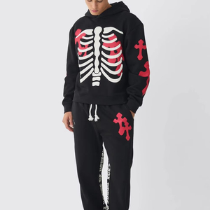 Puff impresión al por mayor de encargo de alta calidad del hombre Jogging Suits Oem logotipo personalizado chándal 100% algodón transpirable - Product Image 1