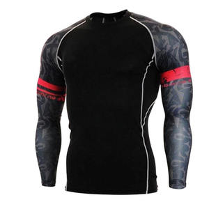 UV en blanco MMA Rash Guard para hombres logotipo personalizado impreso camisa de compresión sublimada BJJ Surf gimnasio ropa larga patrón liso verano - Product Image 3