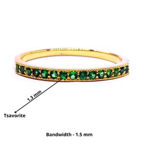 Designer 14K Yellow Gold Tsavorite Gemstones Attractive Charm Classic Elegant Fashion <b>Finger</b> <b>Full</b> Band <b>Ring</b> - Product Image 2
