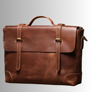 High-End Genuine Leather Waterproof Wheeled Laptop Messenger Briefcase Unisex Vintage Retro Shoulder Business <b>Bag</b> Luxury Office - Product Image 1