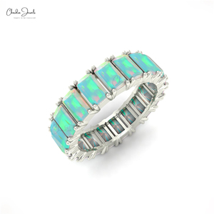 14k Gold Ethiopian <b>Opal</b> <b>Engagement</b> <b>Ring</b> 5X3mm Octagon Cut Gemstone Eternity Wedding Band <b>Rings</b> Jewelry Supplier Manufacturer - Product Image 4