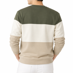 Sudadera de Cuello Redondo con Bloques de Color para Hombre, Logotipo Bordado, Corte Regular, Informal, para Otoño - Product Image 3