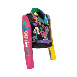 Nouveau cuir véritable hommes régulier toile couleur unie col rabattu imperméable coupe-vent moto costume veste - Product Image 2