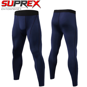 Leggings de compression pour homme à taille élastique, en Spandex/Nylon, longueur intégrale, séchage rapide, extensibles, pour la gym, le fitness, la course et l'entraînement sportif - Product Image 2