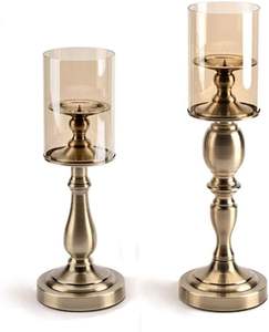 Bougeoir moderne moderne pour pilier, pièce maîtresse votive, bougeoir couleur or avec verre pour la décoration de la maison, un mariage - Product Image 6